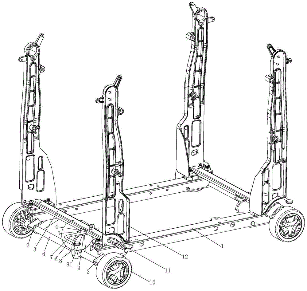 Liftable wheel stand with automatic braking
