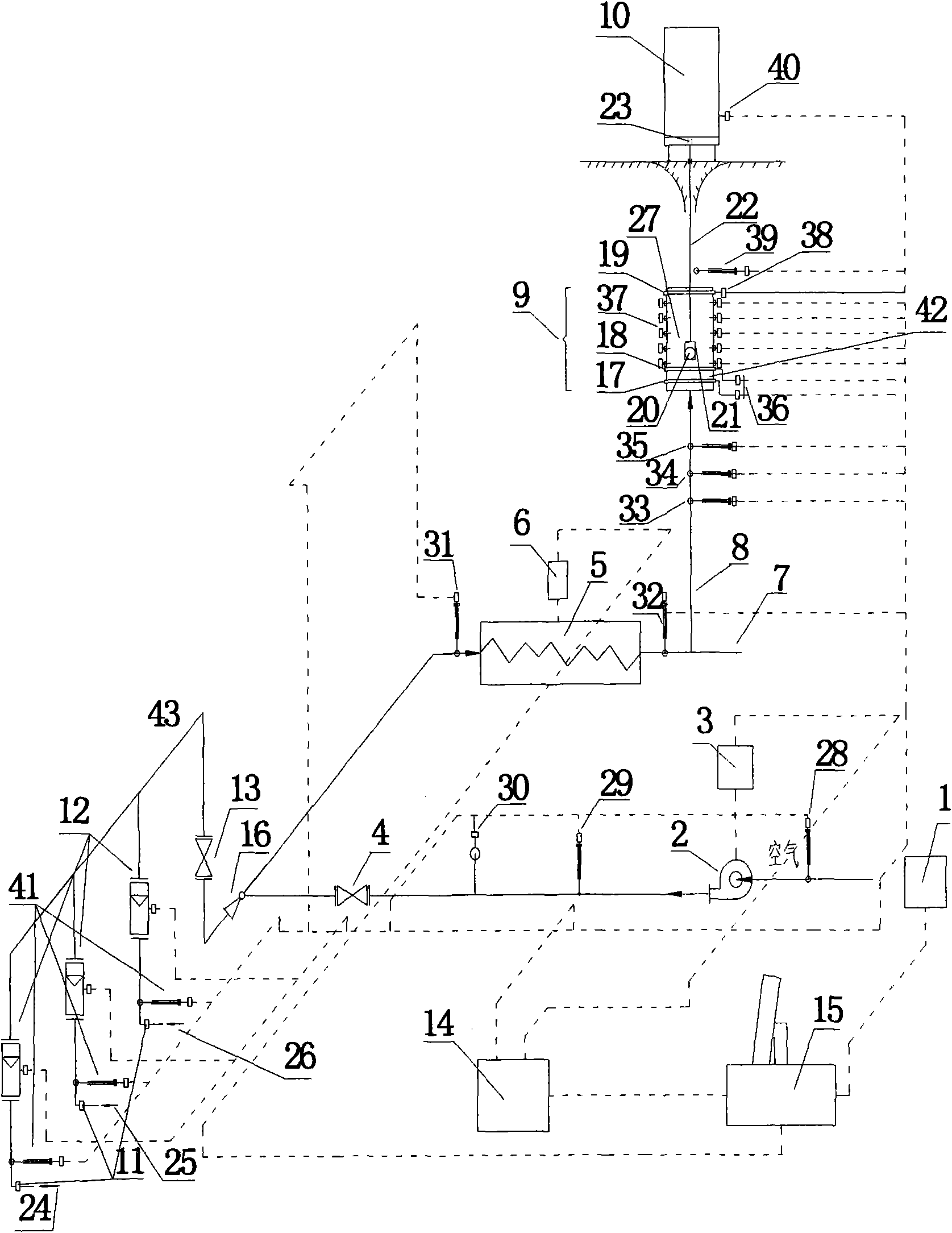 Experimental device of iron ore pellets during drying and preheating processes and method thereof