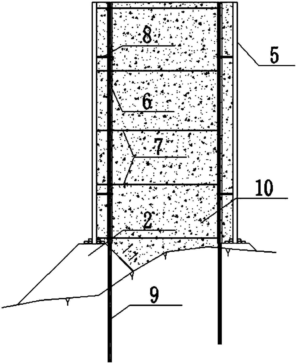A bottomless steel casing cast-in-place concrete diversion cofferdam and its construction method