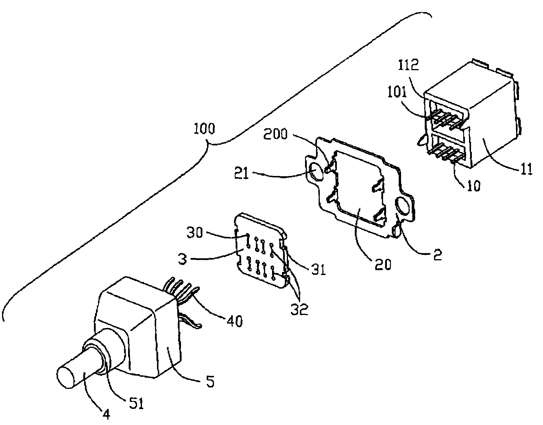 Cable connector assembly with internal printed circuit board