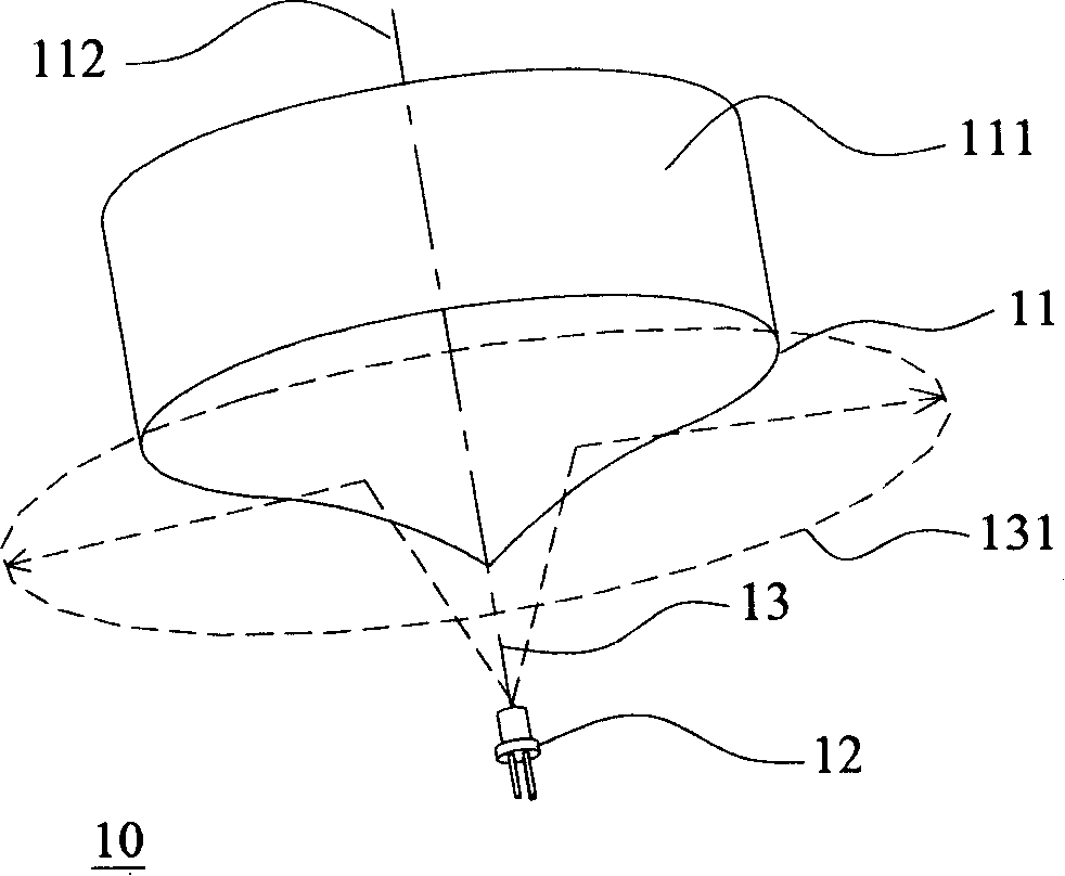 Conical reflecting mirror and device using same