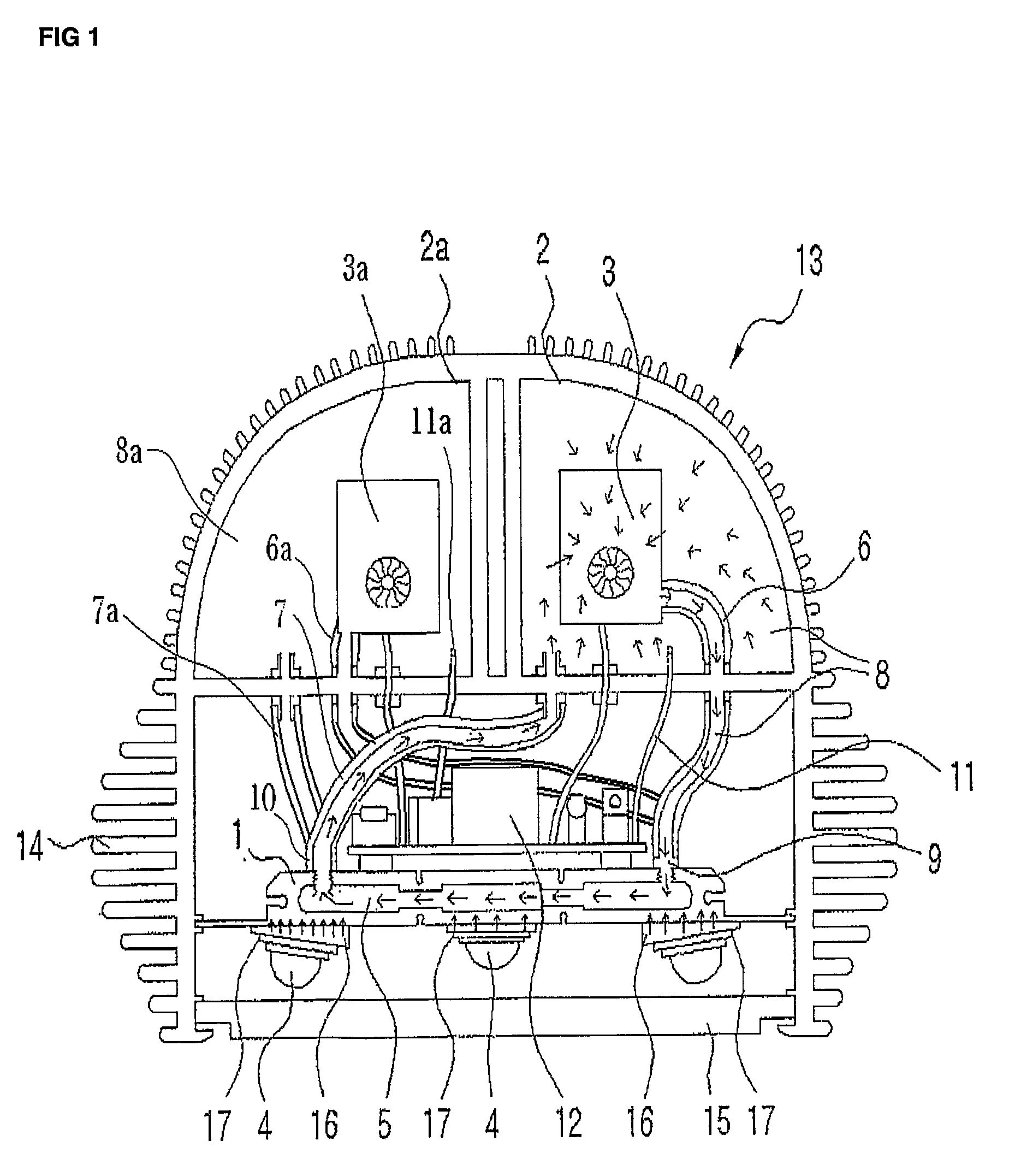Cooling Device for Lamp with Power Light Emitting Diode