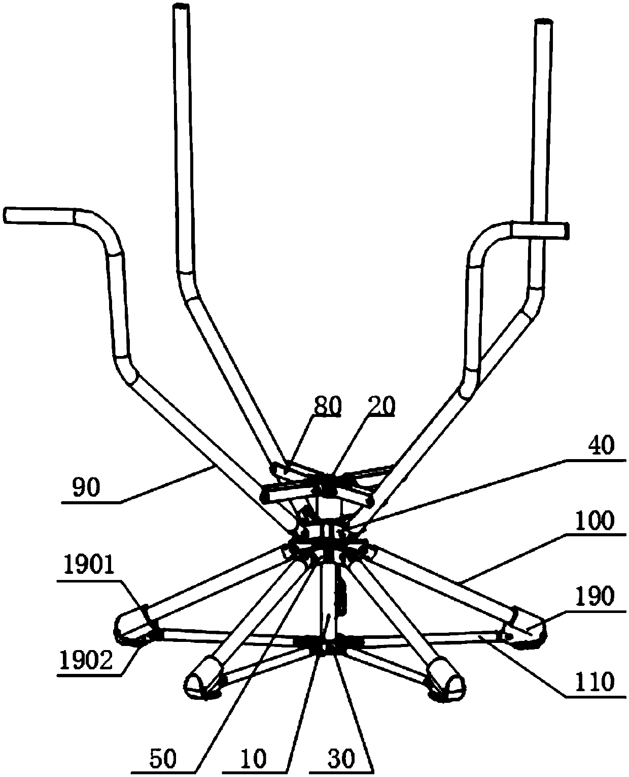 Folding device and folding chair