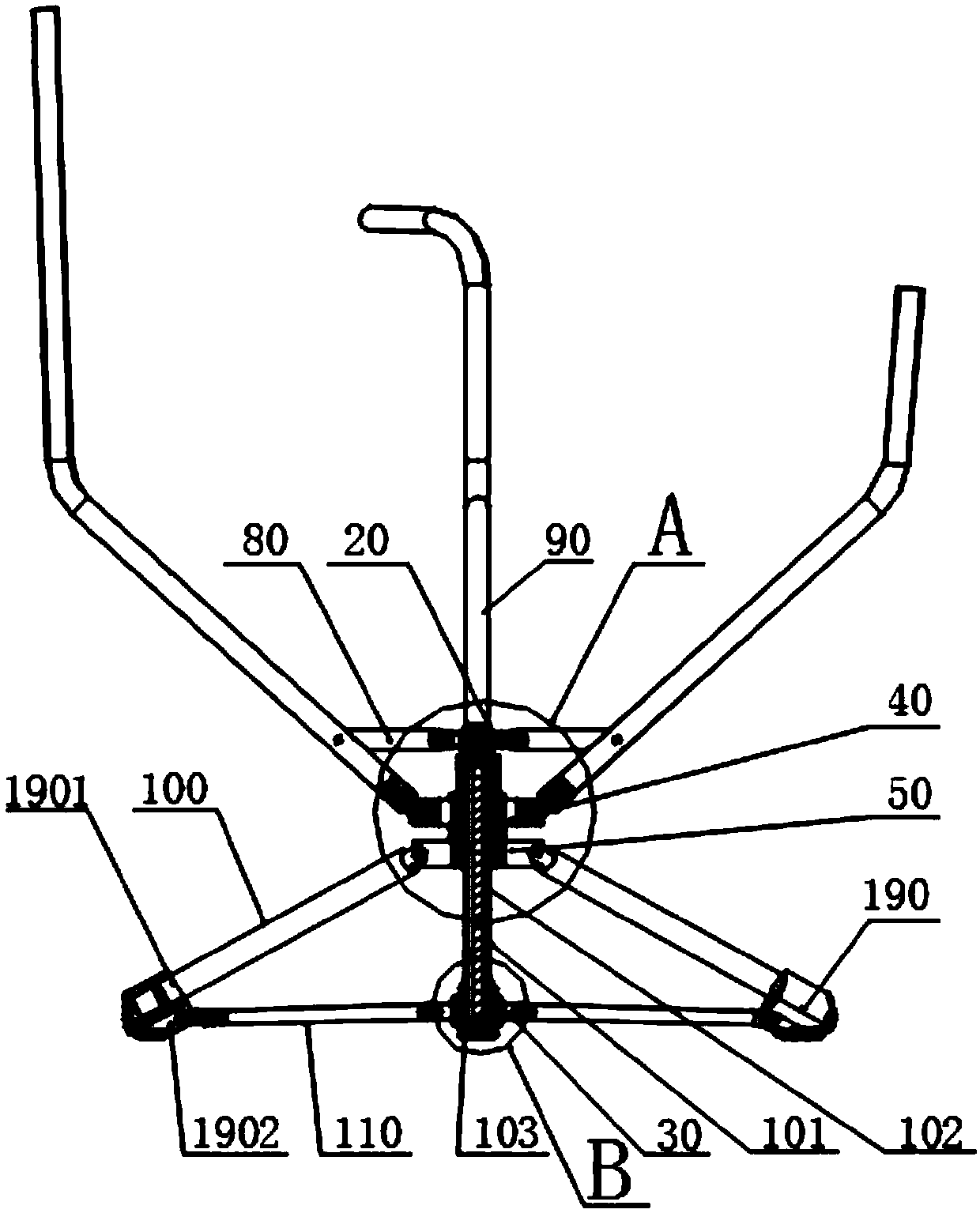 Folding device and folding chair