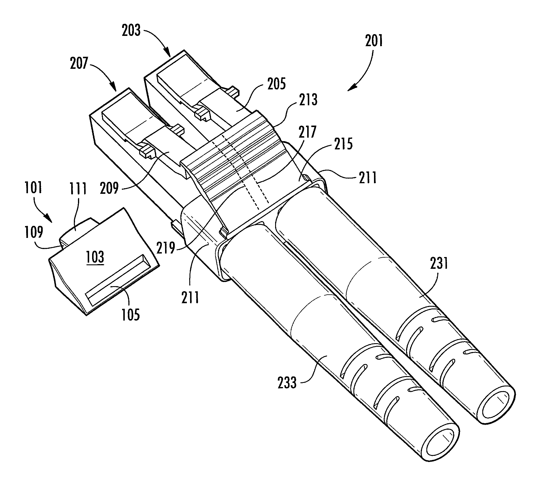 Locking optical and/or electrical connectors and cable assemblies