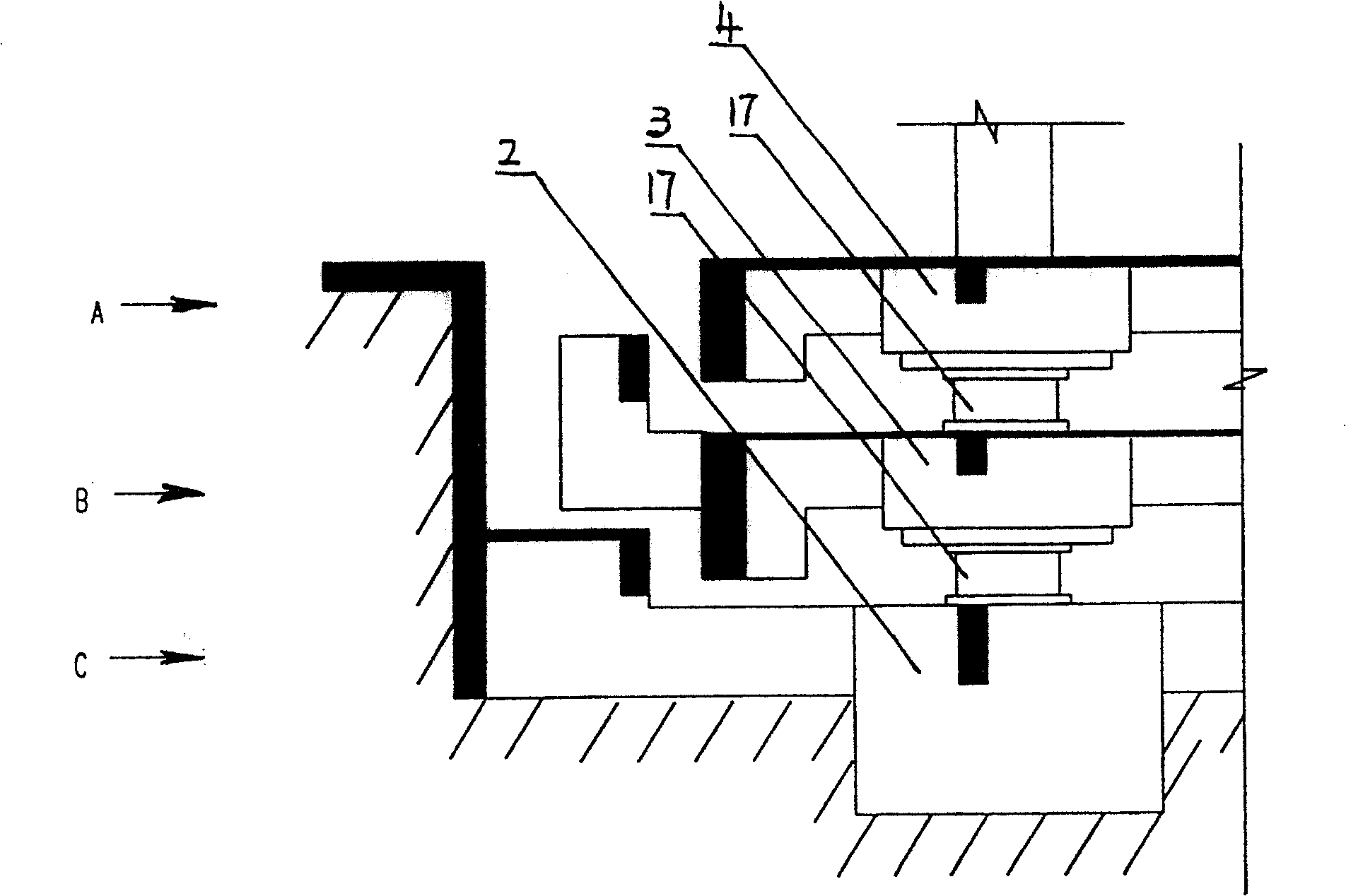 Composite device of building vibration isolation layer