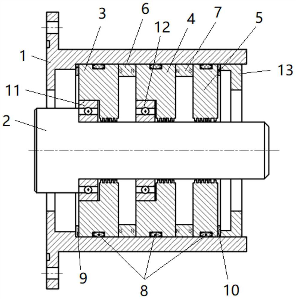 Magnetic fluid sealing structure of vapor compressing distillation device of space station