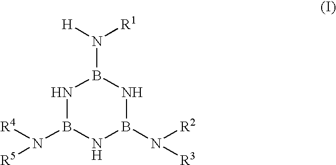 Method for making boron nitride fibers from aminoborazines
