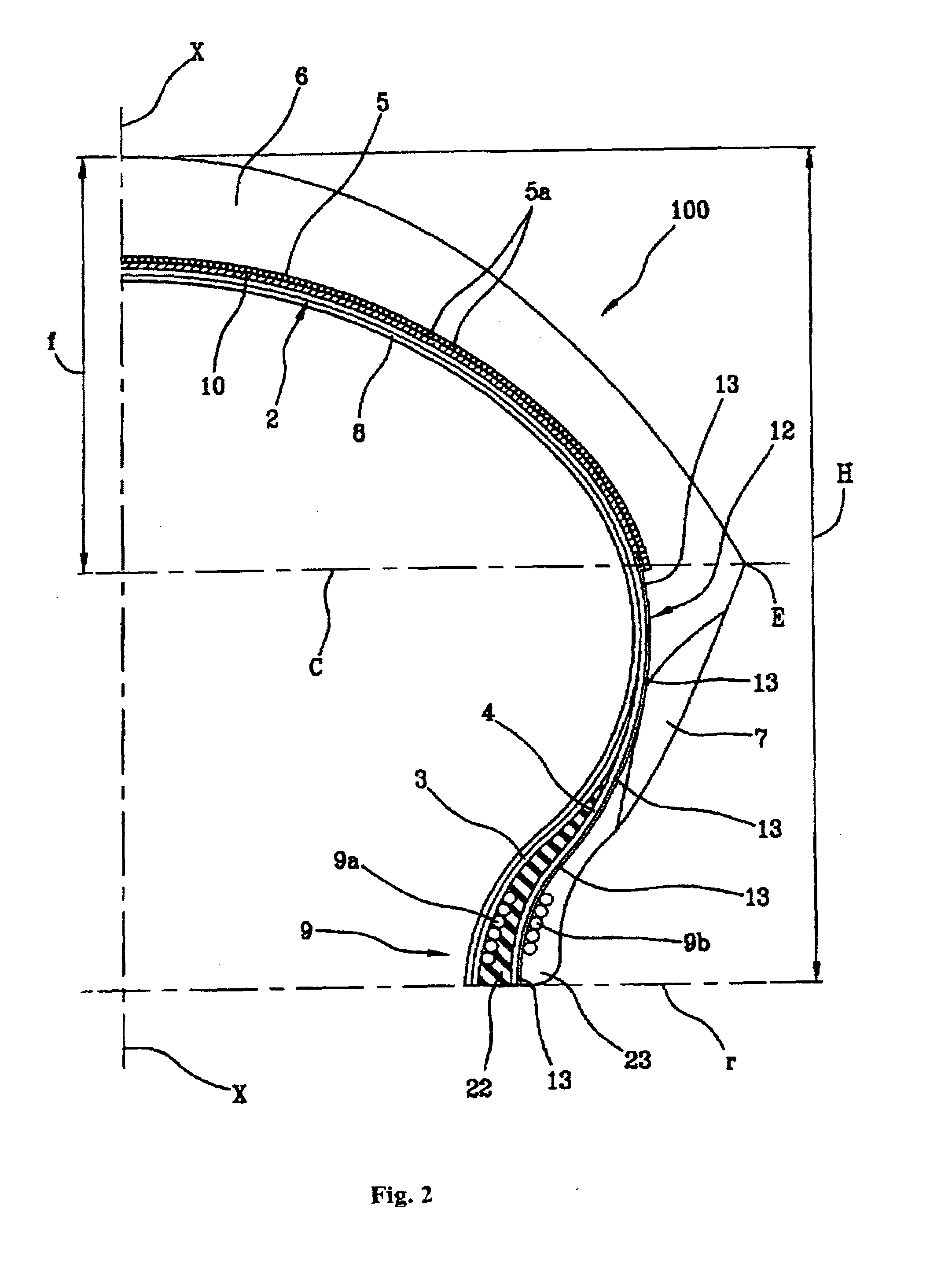 Tyre for a motor vehicle and method for controlling a motor vehicle during a manoeuvre to change direction and/or speed