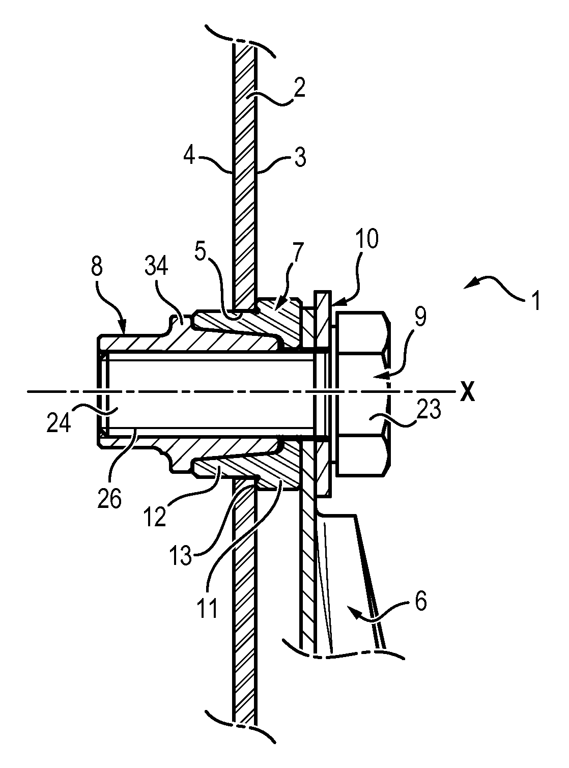 Device for fixing an electrical connection terminal to a support
