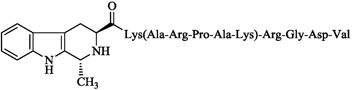 1R-methyl-beta-tetrahydrocarbolineacyl-K(ARPAK)-RGDV, and synthesis, activity and application thereof