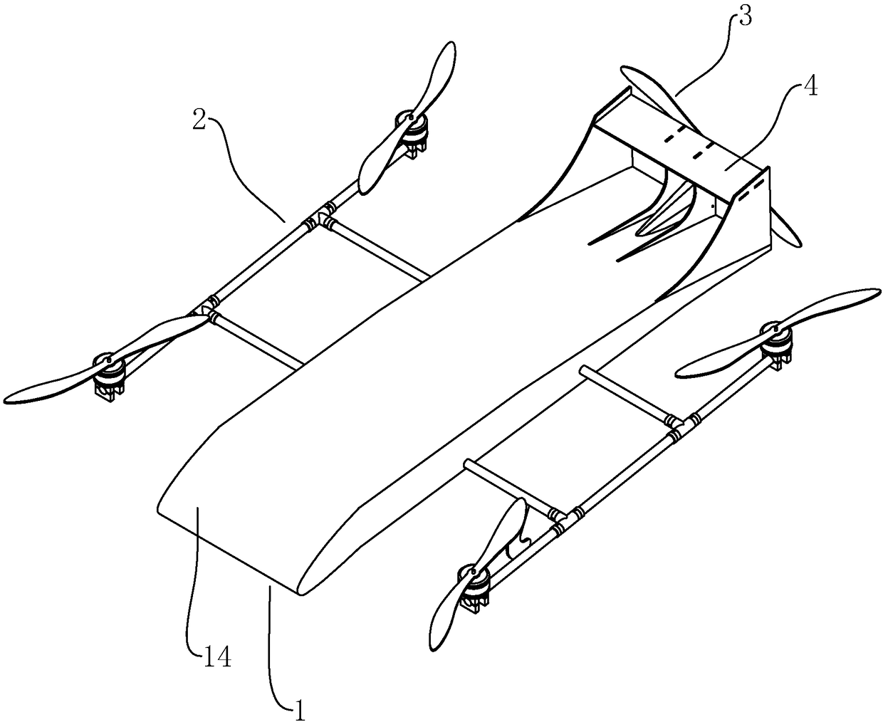 Multi-rotor-wing unmanned aerial vehicle with power wing body