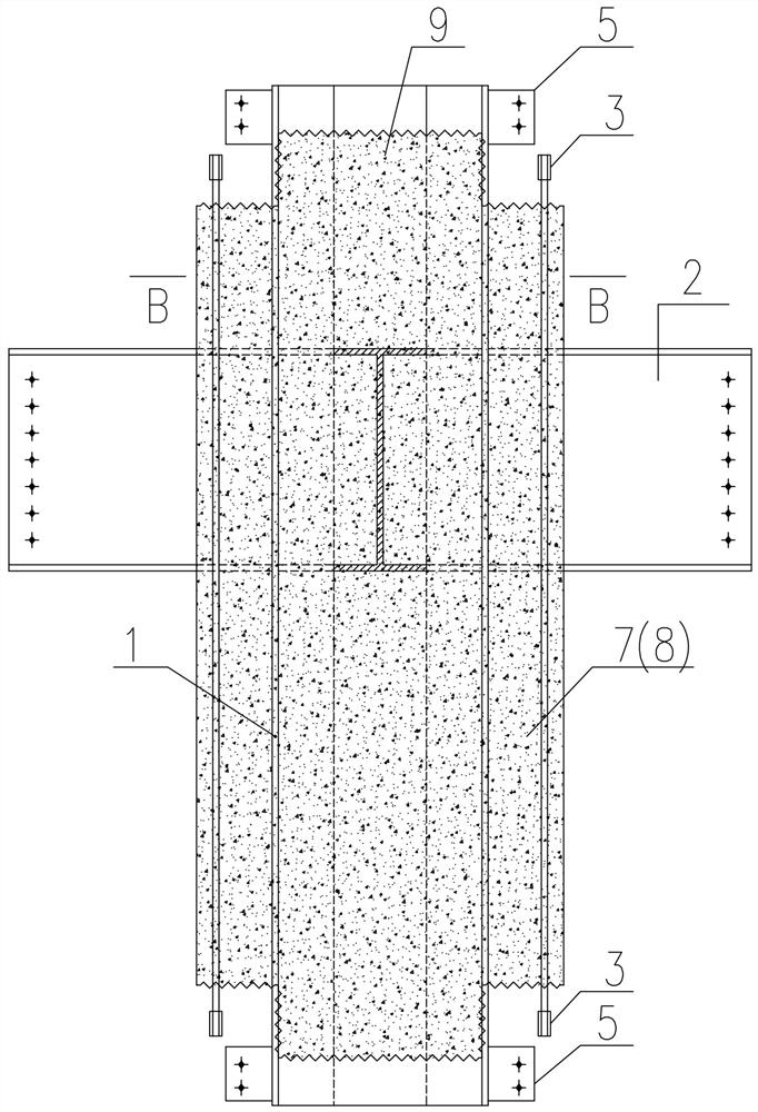 Concrete filling and pouring method for connecting upper column section and lower column section of prefabricated steel reinforced concrete column