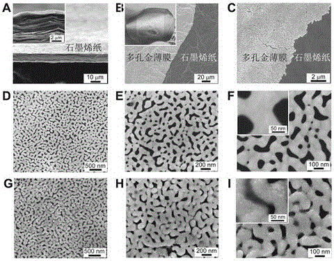Nano platinum-cobalt/porous gold/graphene composite material and preparation method thereof