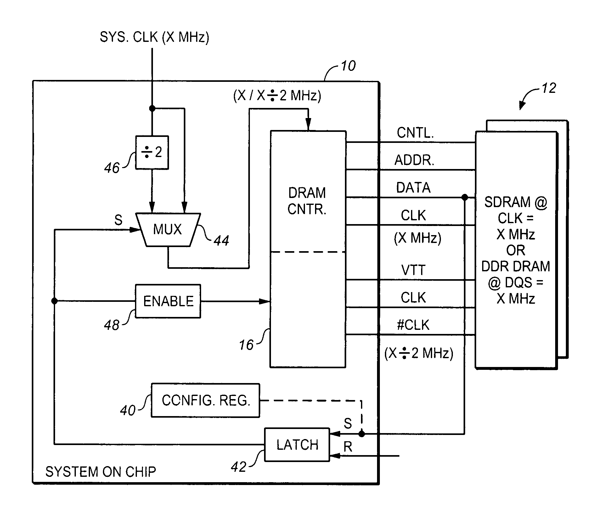 Low power memory controller that is adaptable to either double data rate DRAM or single data rate synchronous DRAM circuits