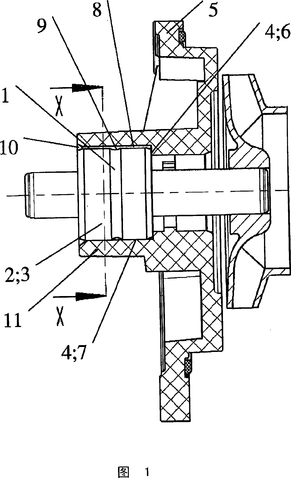Assembly and method for mounting a pump bearing in/on plastic coolant pump housings