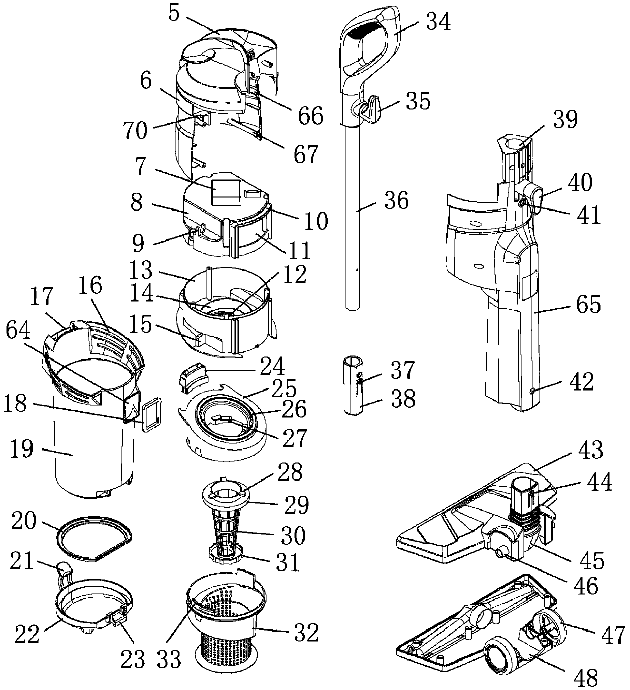 Vacuum cleaner with shock absorption and noise prevention functions