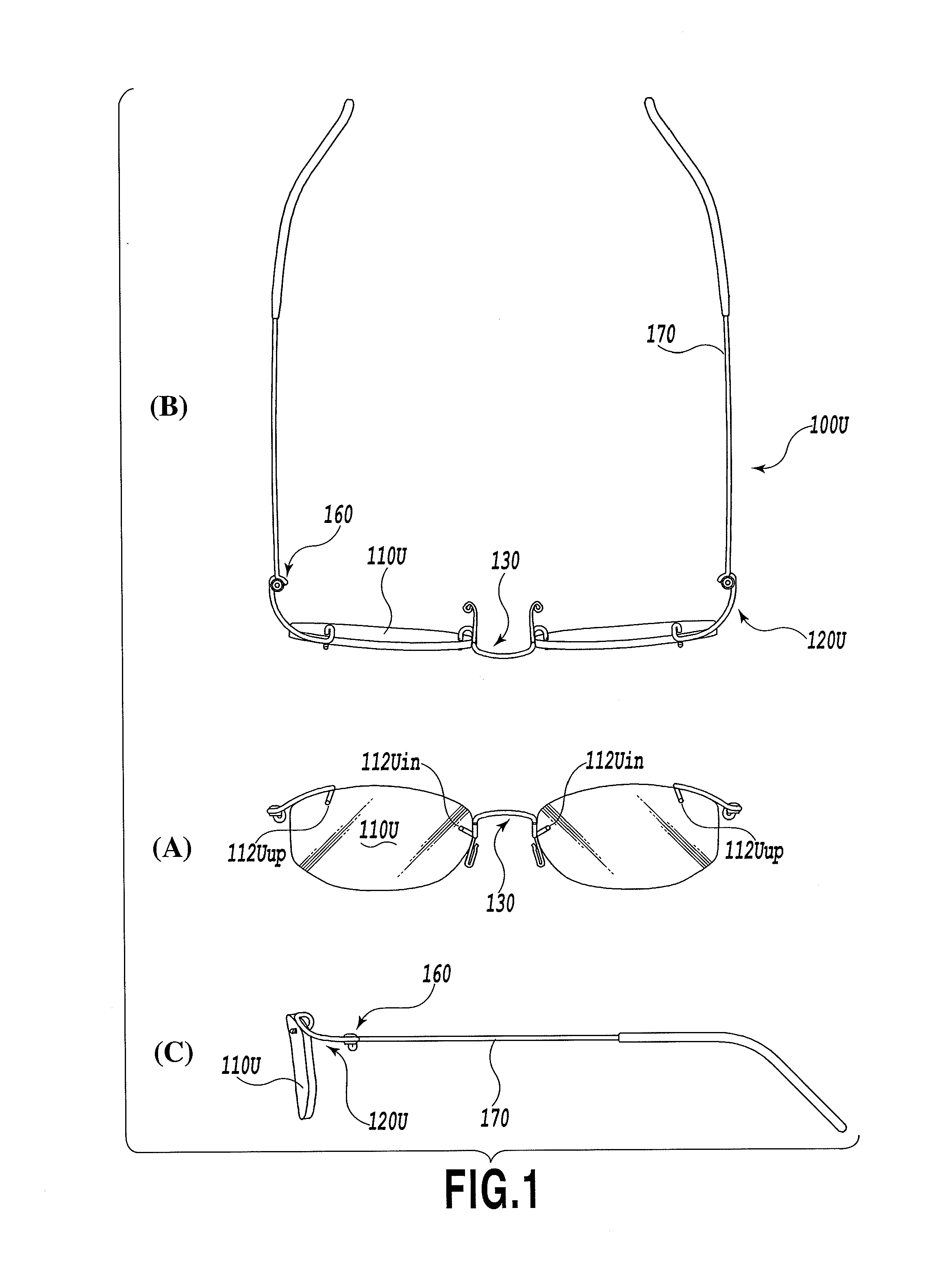 Rimless eyeglasses