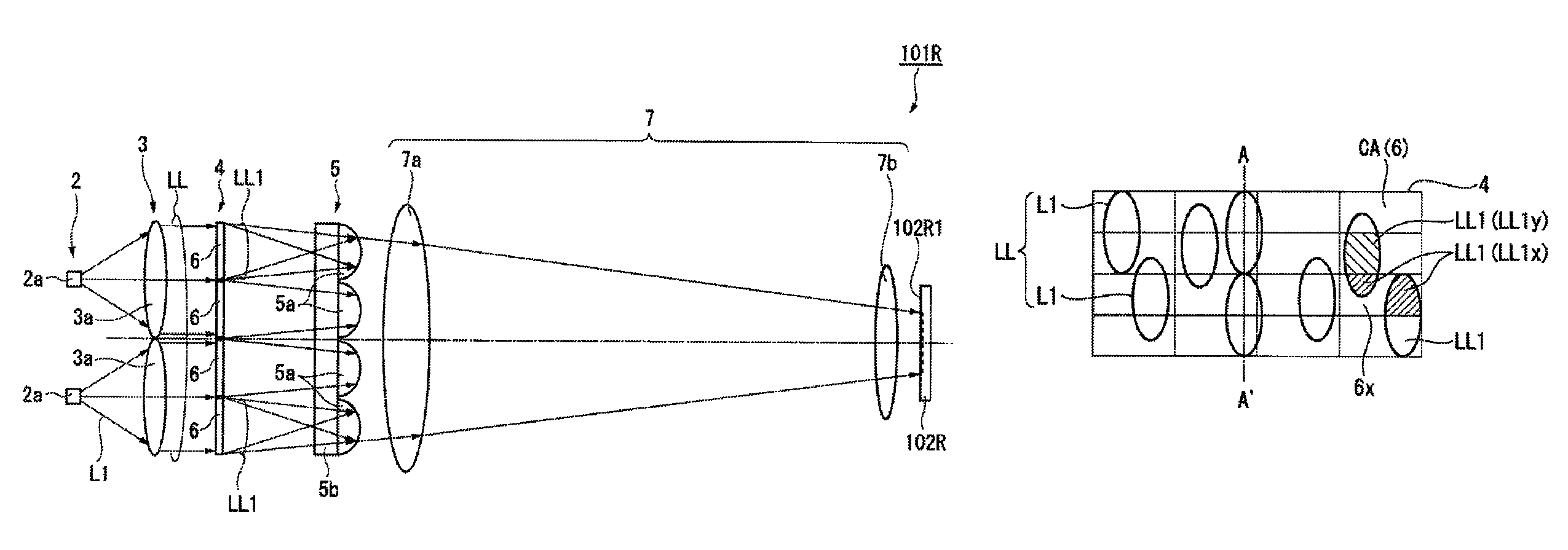 Illuminator and projector for preventing a shift of an illumination region