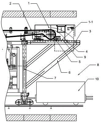 Split starting shield tunneling machine and temporary deslagging system
