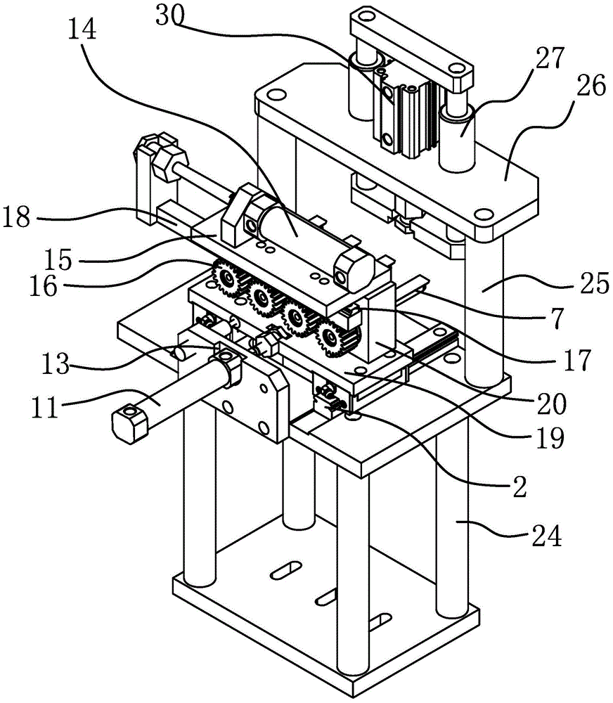 A turning device for the cover of the plastic needle blue cover in the infusion set assembly machine