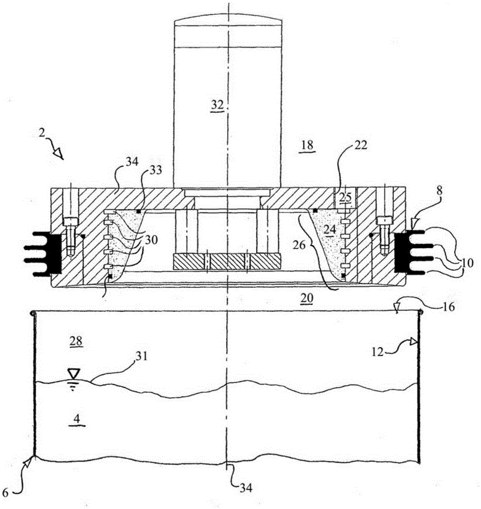 Device for sealing and evacuating a container having a paste-like liquid