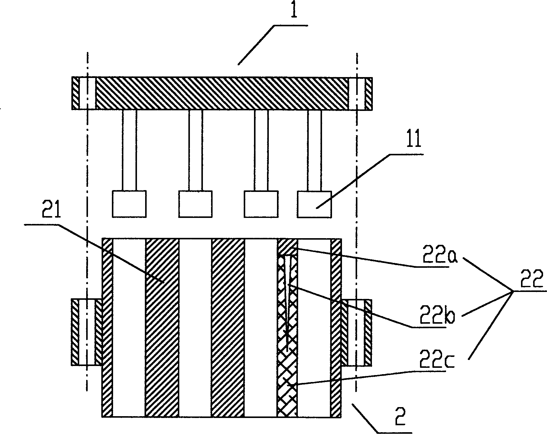 Method for manufacturing hollow brick with a core and special-purpose dies thereof