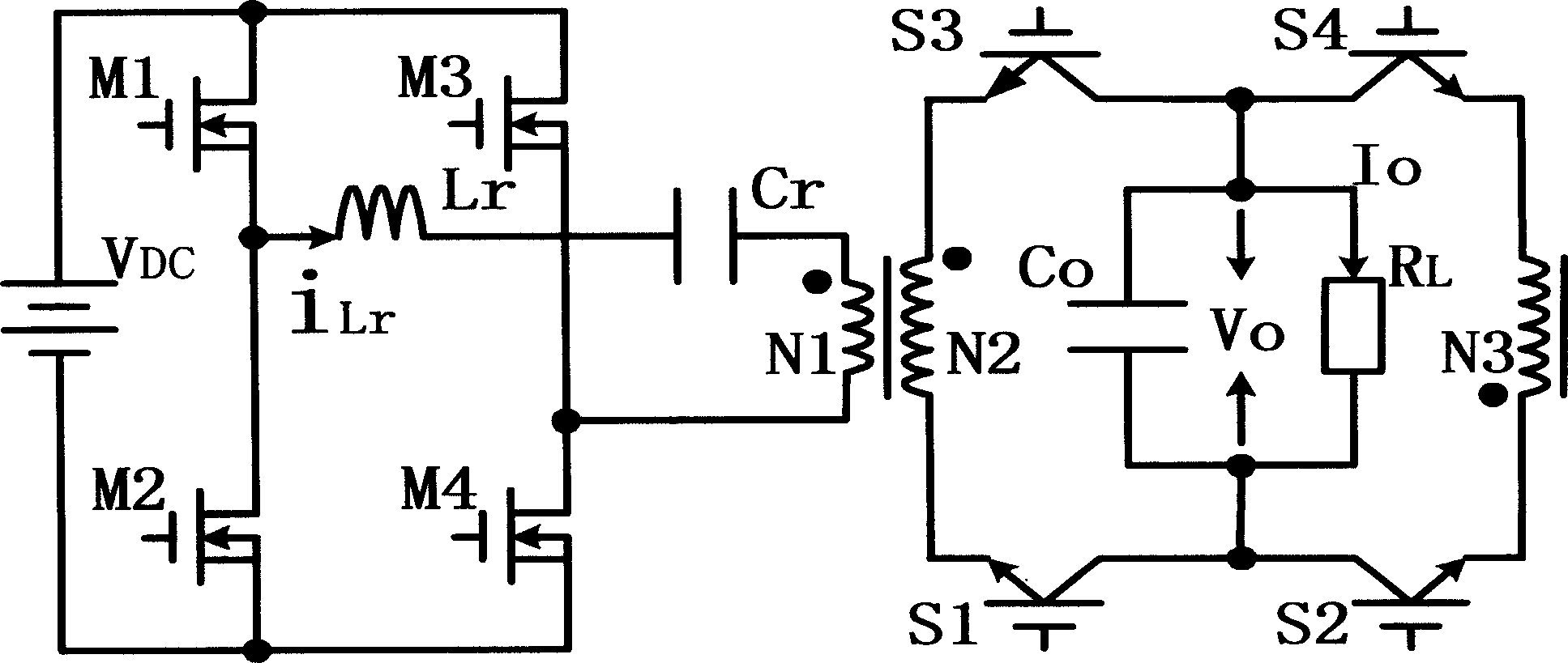 Series resonant high-frequency chain sinusoidal waev inverse power supply circuit