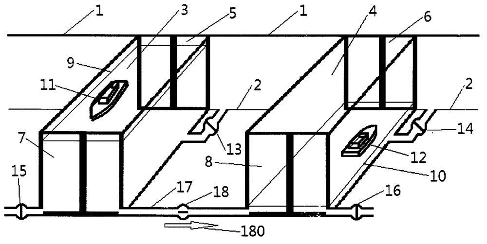 Single-grade double-line connecting ship lock