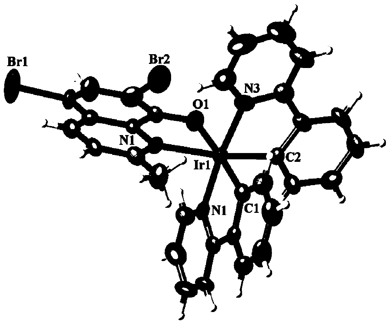Iridium complex constructed based on 8-hydroxyquinoline derivative and 2-phenylpyridine iridium dimer and synthesis method and application thereof