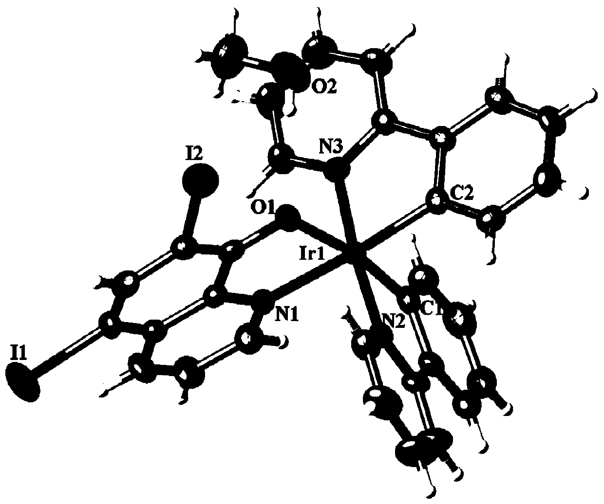 Iridium complex constructed based on 8-hydroxyquinoline derivative and 2-phenylpyridine iridium dimer and synthesis method and application thereof