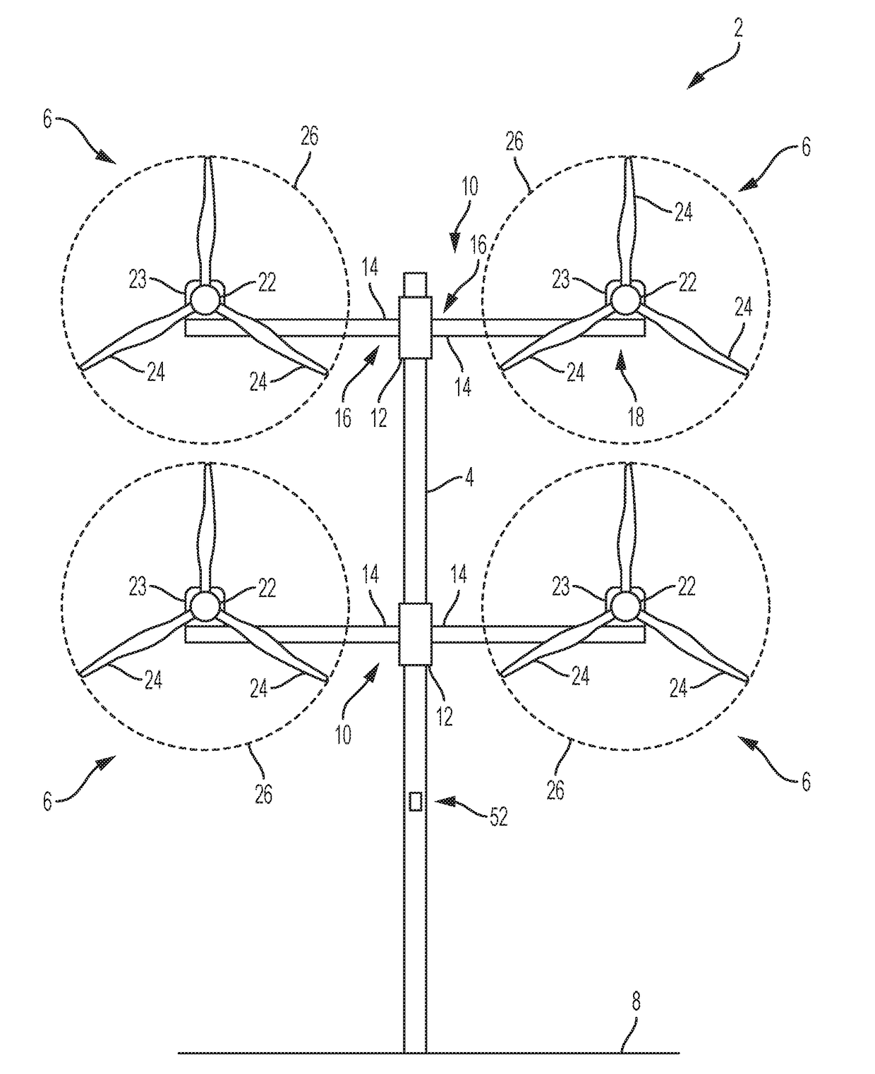 Control system for damping structural vibrations of a wind turbine system having multiple rotors