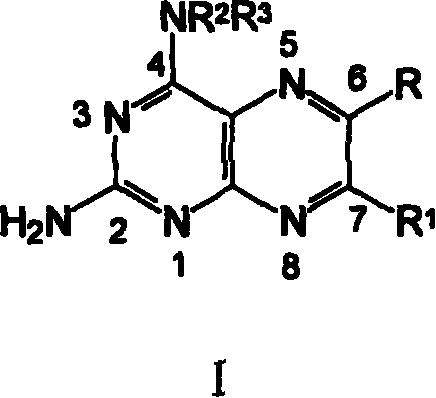 Pteridine derivatives with nitric oxide synthase inhibitor function
