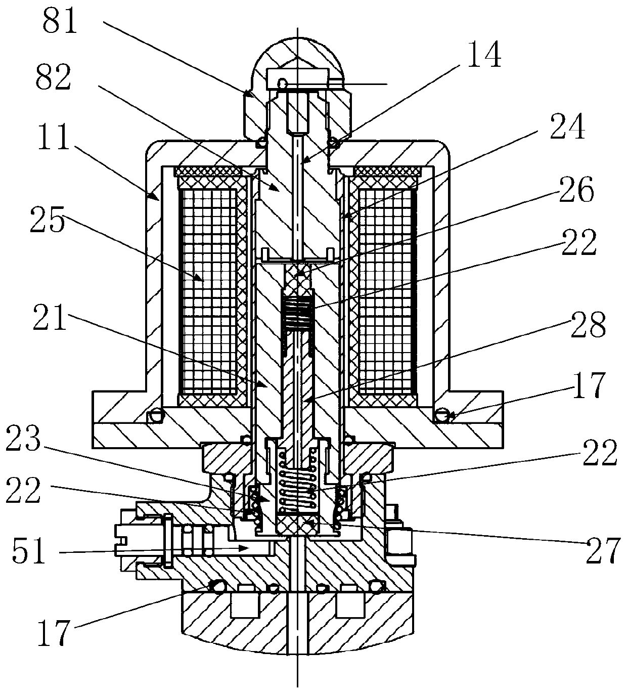 Electromagnetic pilot-operated type four-way valve