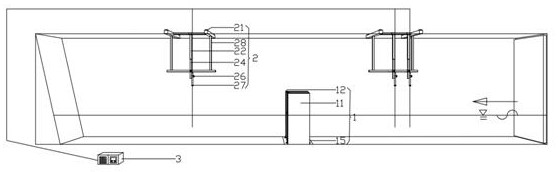 Device for measuring wave dissipation performance of straight wall type permeable breakwater