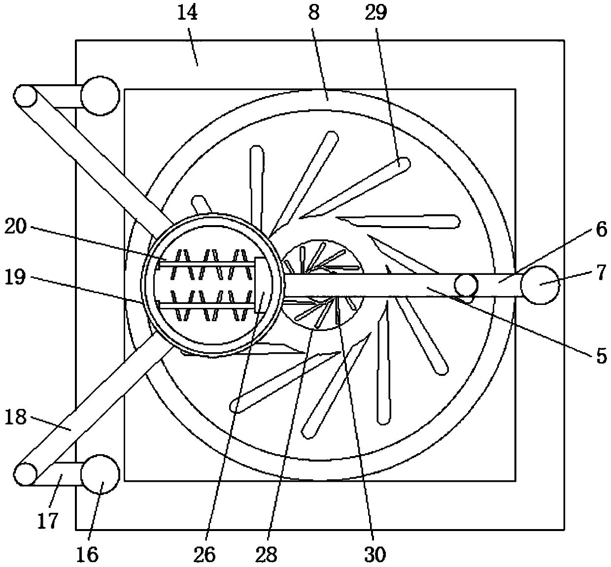 Rolling device capable of conveniently discharging tea leaves