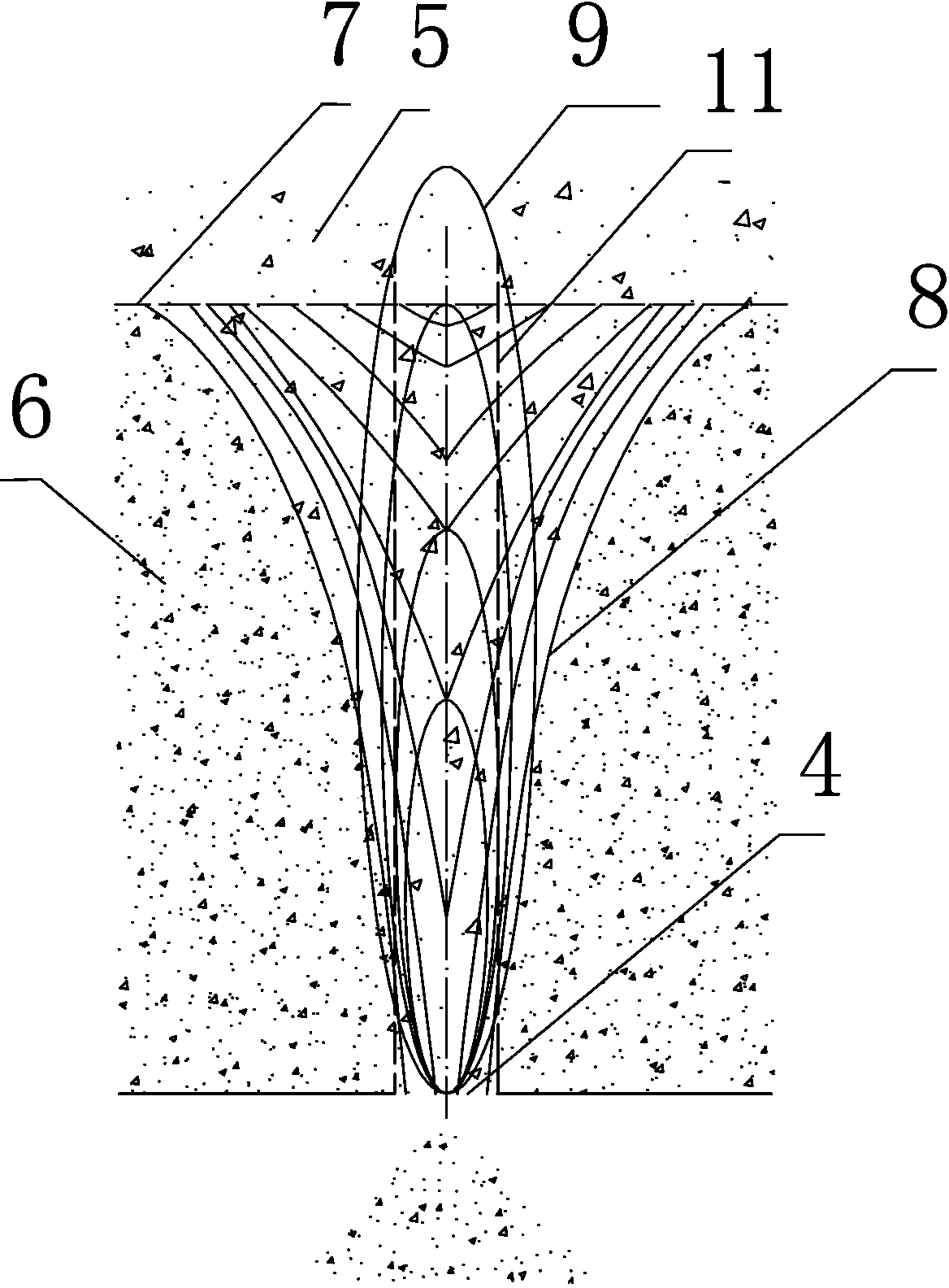 End ore-drawing caving mining technology with steel concrete composite man-made false roofs