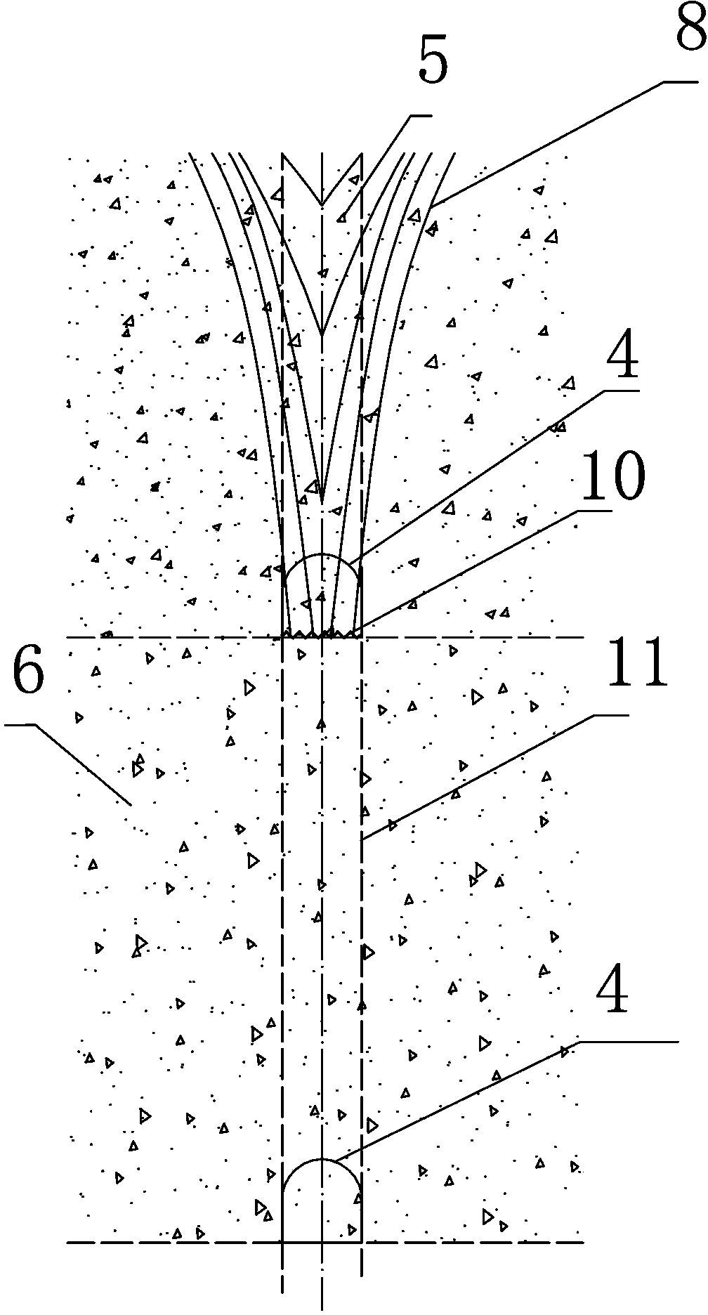 End ore-drawing caving mining technology with steel concrete composite man-made false roofs