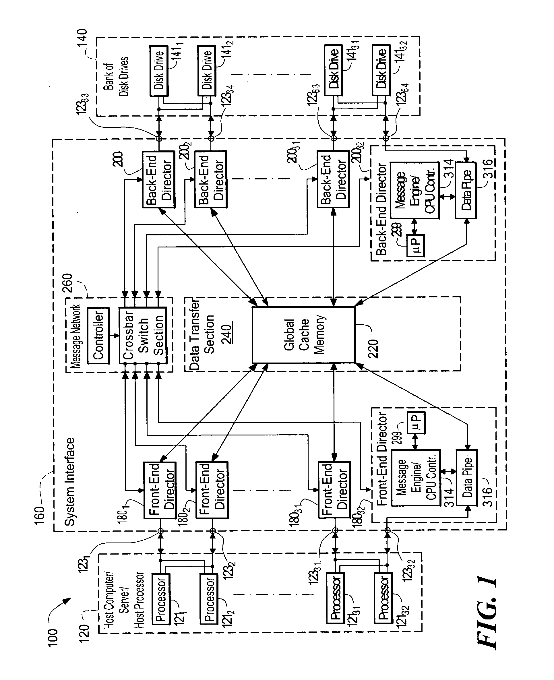 Data storage system having atomic memory operation