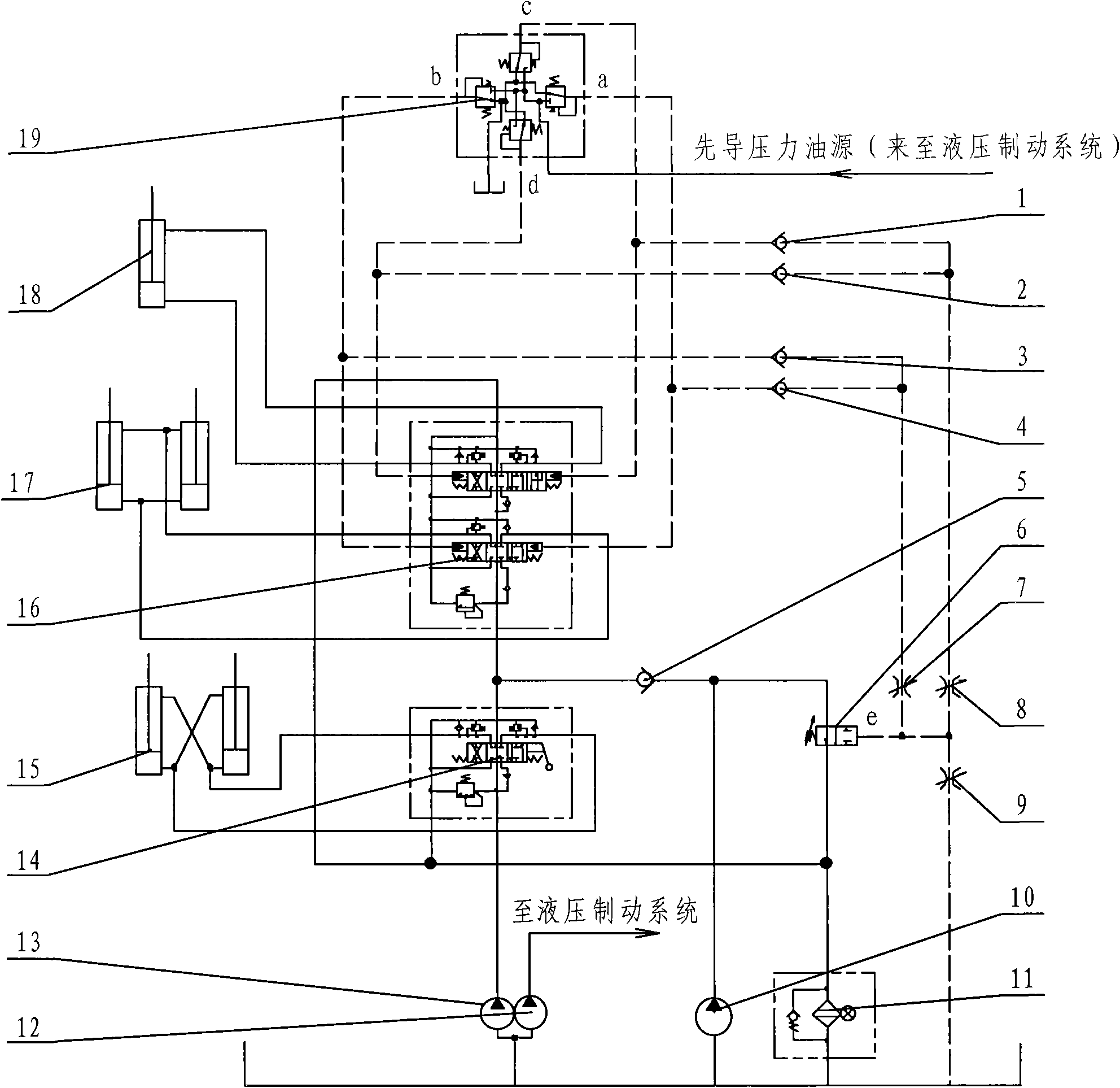 Quantitative pump hydraulic control system of work mechanism of underground carrying scraper