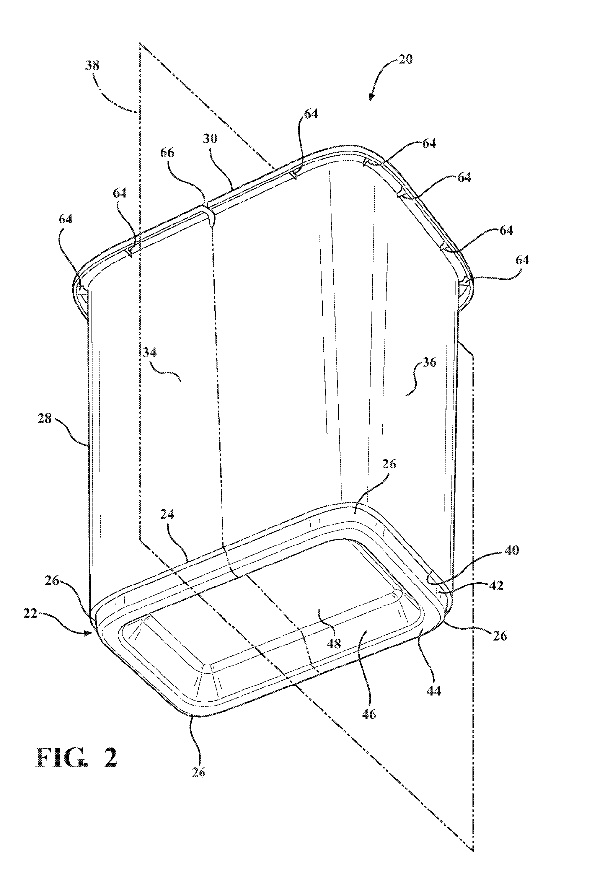 Container with diverter bar