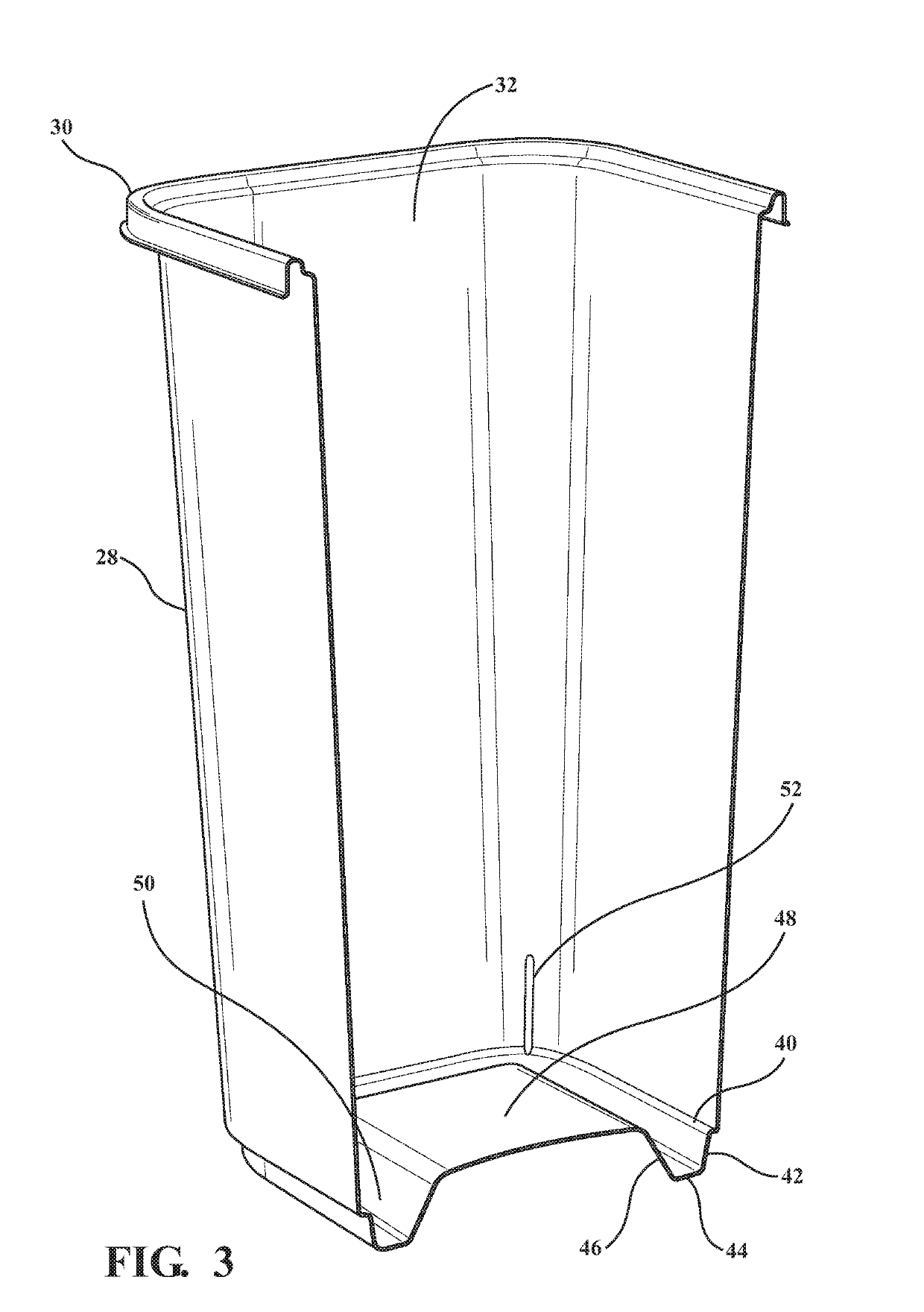 Container with diverter bar