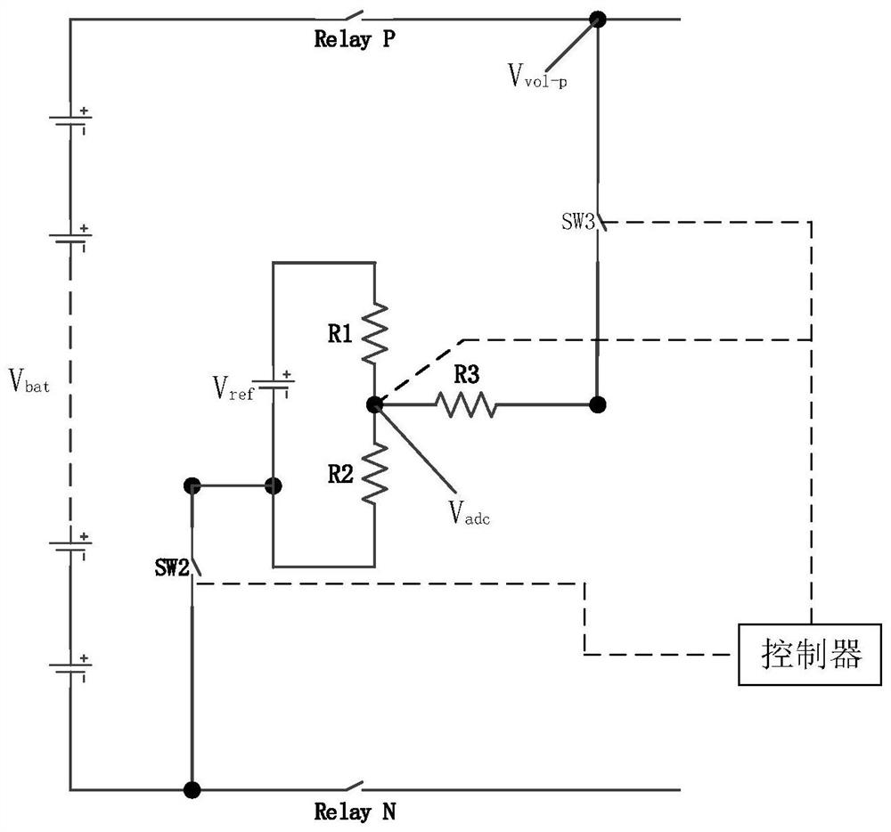 Contactor diagnosis/total voltage acquisition circuit of vehicle power battery