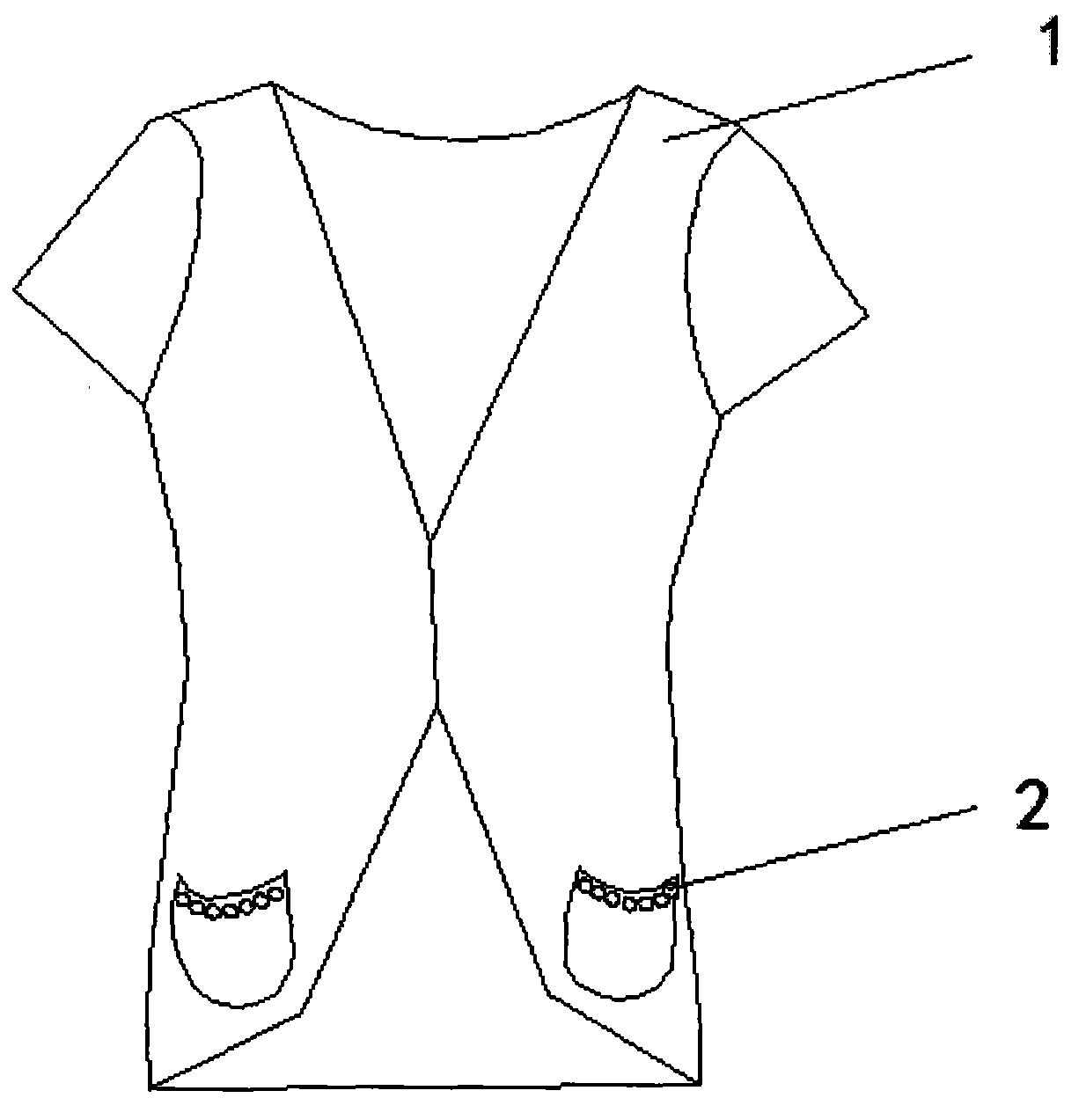 Water absorbing and guiding clothes with pocket provided with colored pearls