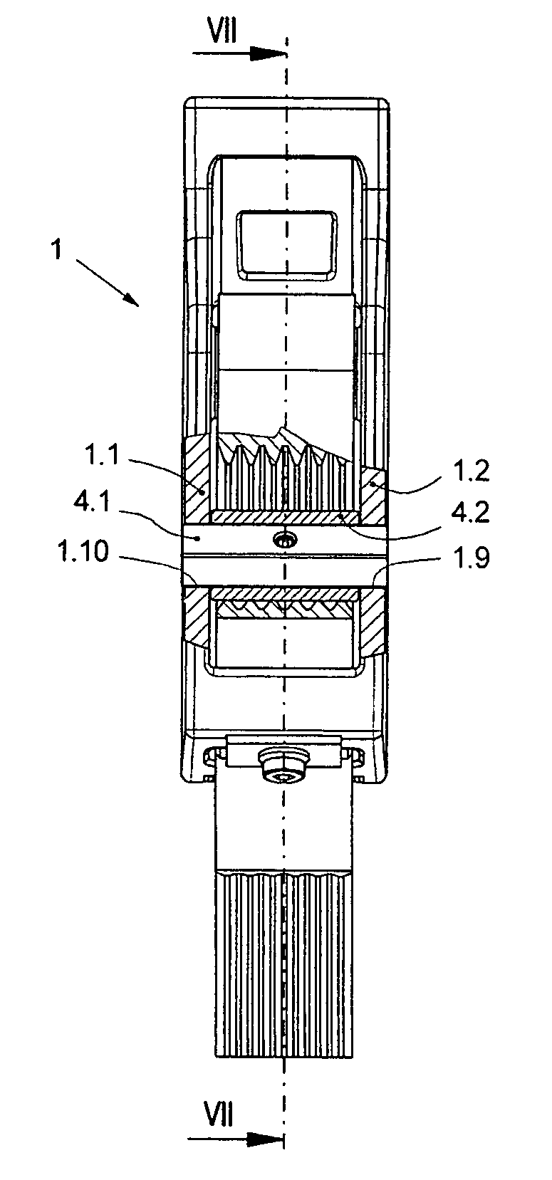 End-connector and method for fastening a flat-belt type suspension means of an elevator system