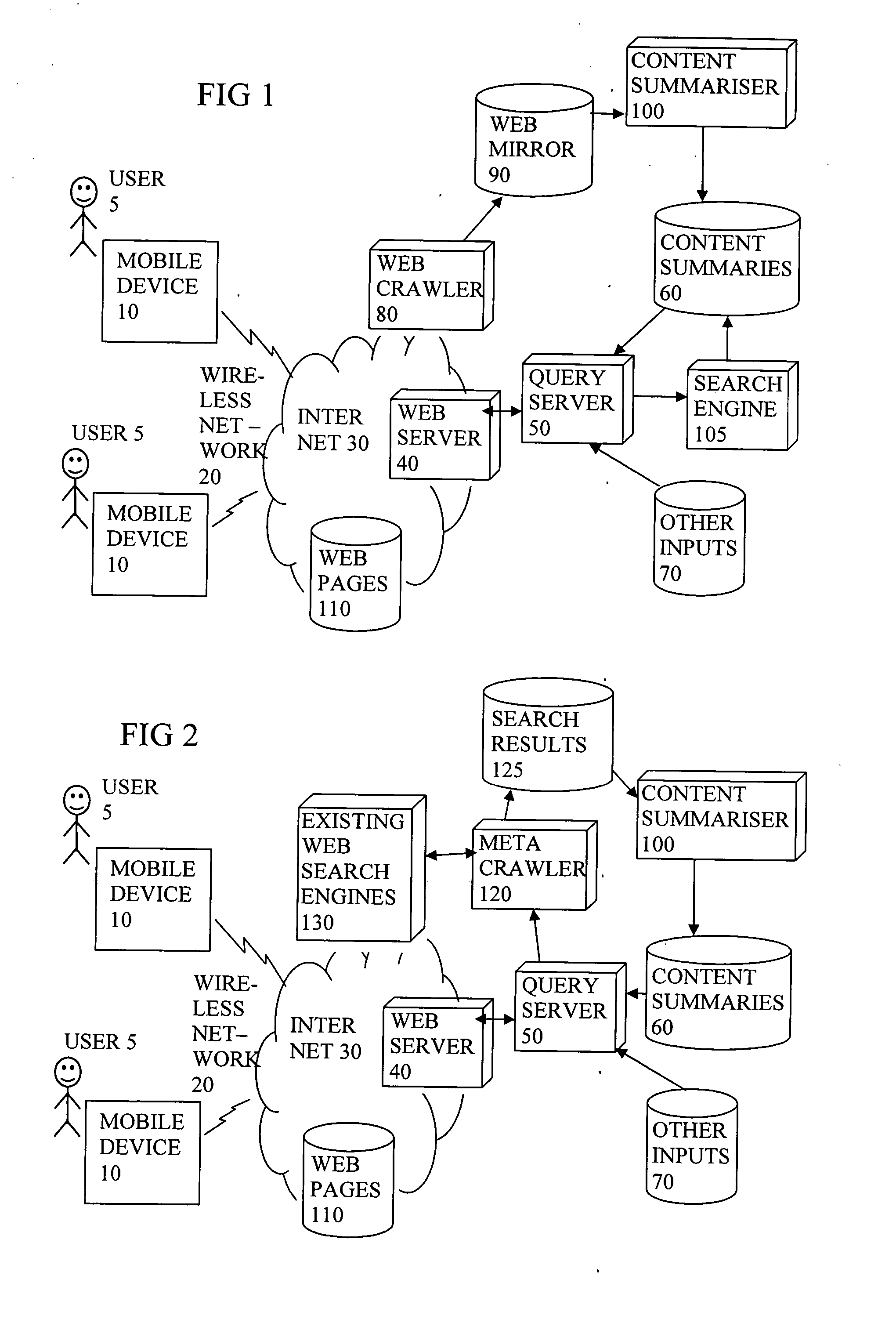 Processing and sending search results over a wireless network to a mobile device