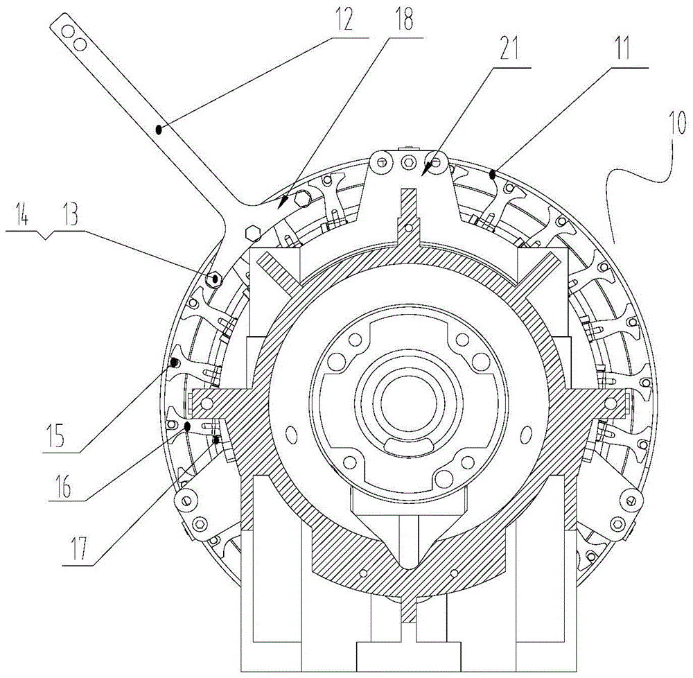 Adjustable nozzle ring structure of marine mixed-flow turbocharger