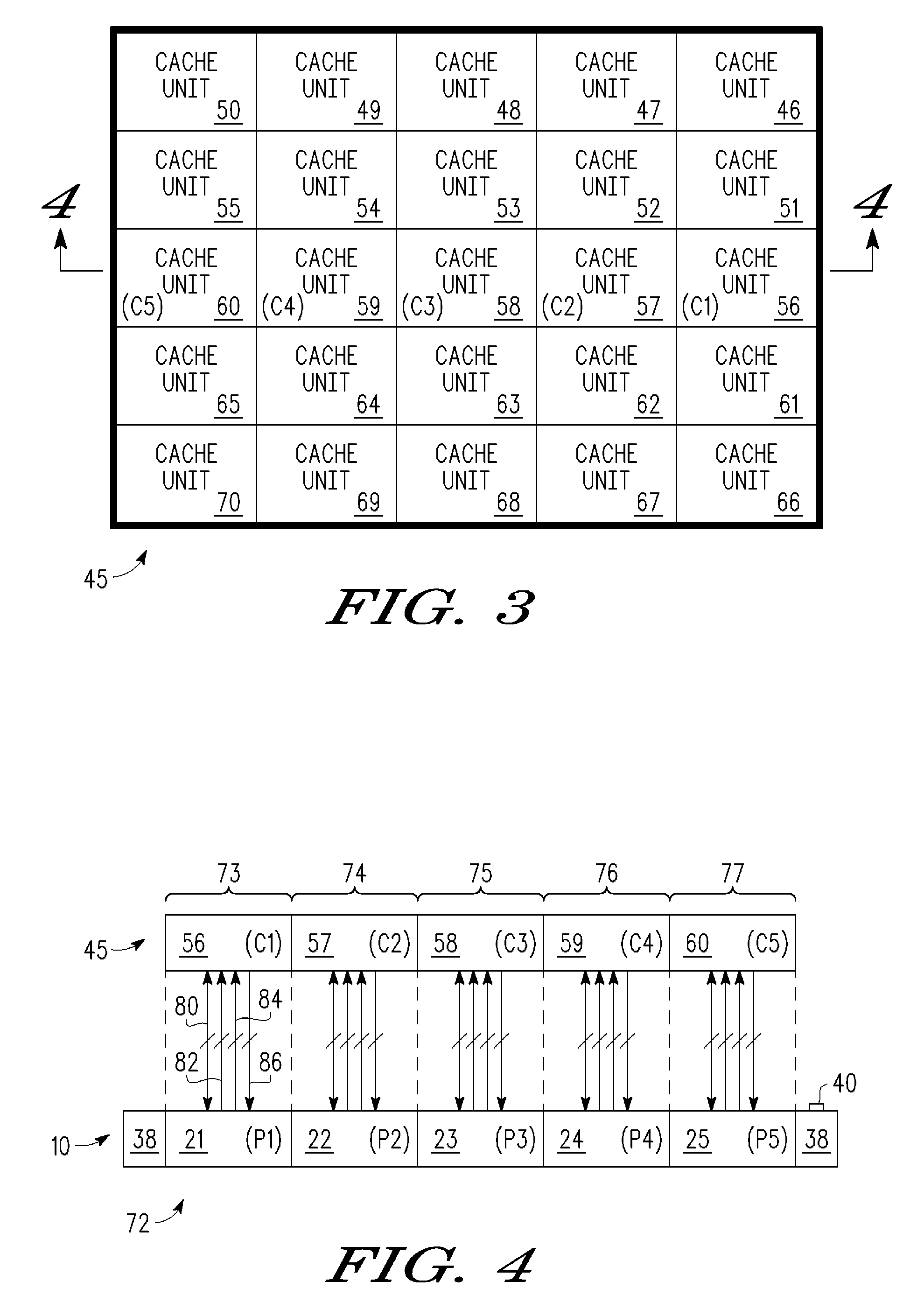 High bandwidth cache-to-processing unit communication in a multiple processor/cache system