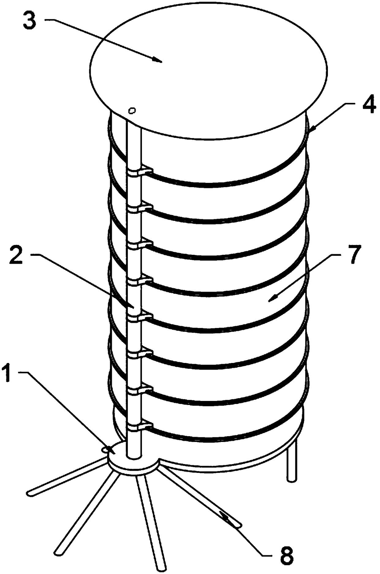 Multi-layer rotary flower tea air-drying device for tea processing