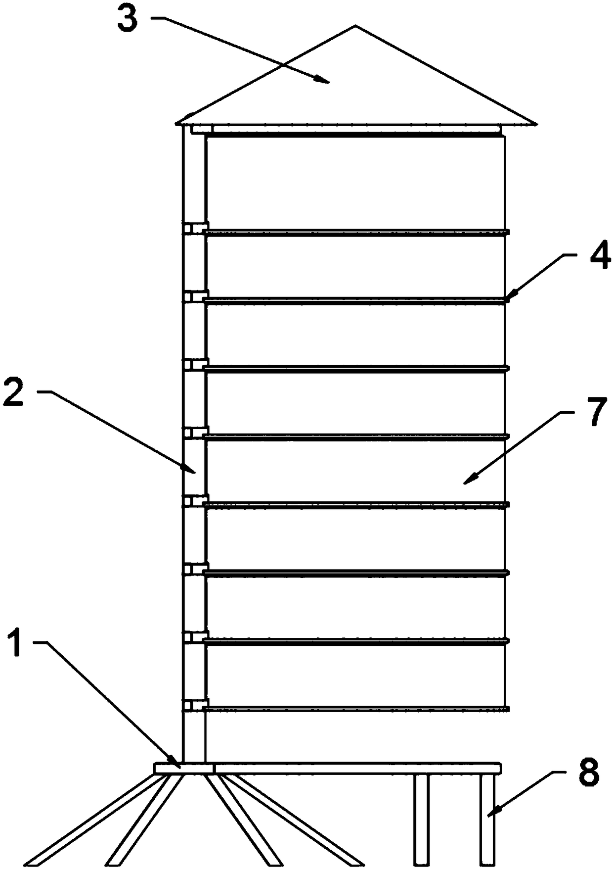 Multi-layer rotary flower tea air-drying device for tea processing